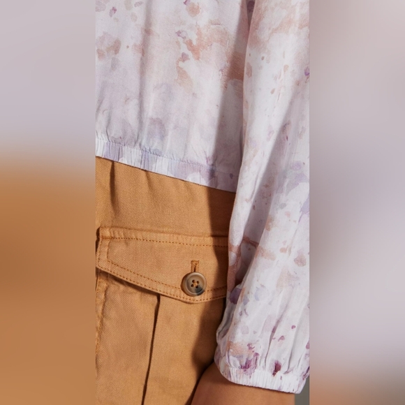 Anthropologie Cloth & Stone Splatter Print V-Neck LS Blouse Sz S EUC - Picture 10 of 13
